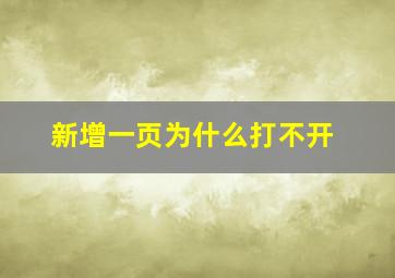 新增一页为什么打不开