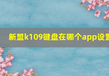 新盟k109键盘在哪个app设置