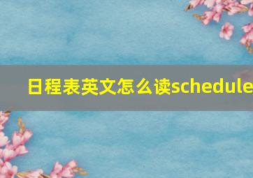 日程表英文怎么读schedule