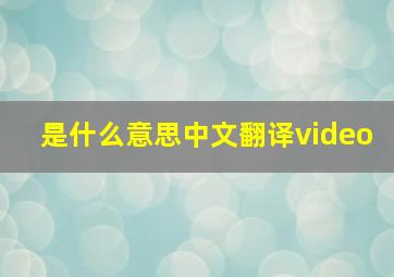 是什么意思中文翻译video