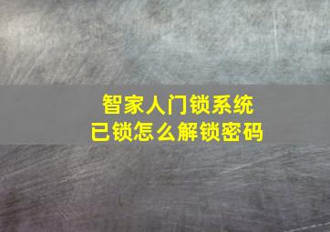 智家人门锁系统已锁怎么解锁密码