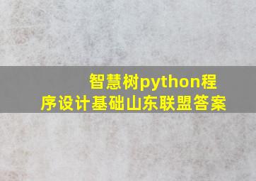 智慧树python程序设计基础山东联盟答案