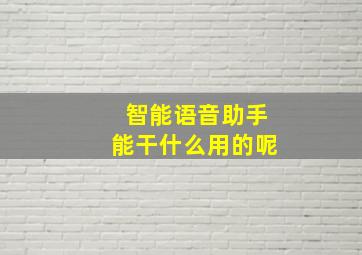 智能语音助手能干什么用的呢