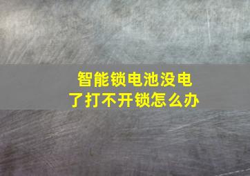 智能锁电池没电了打不开锁怎么办