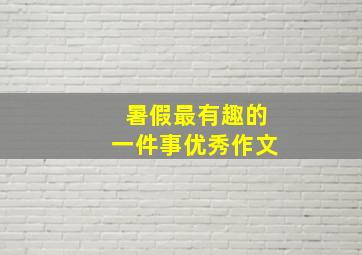 暑假最有趣的一件事优秀作文