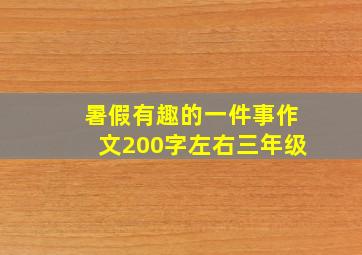 暑假有趣的一件事作文200字左右三年级