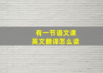 有一节语文课英文翻译怎么读