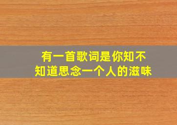 有一首歌词是你知不知道思念一个人的滋味