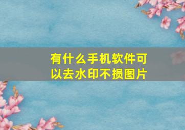 有什么手机软件可以去水印不损图片