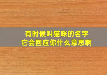 有时候叫猫咪的名字它会回应你什么意思啊