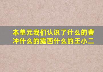 本单元我们认识了什么的曹冲什么的露西什么的王小二