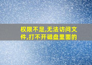 权限不足,无法访问文件,打不开磁盘里面的