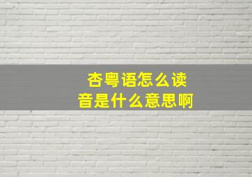 杏粤语怎么读音是什么意思啊