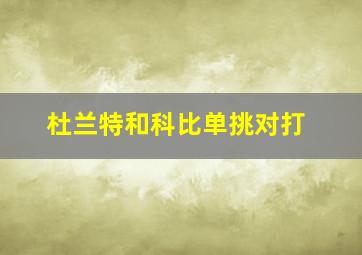 杜兰特和科比单挑对打