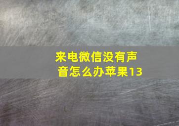 来电微信没有声音怎么办苹果13