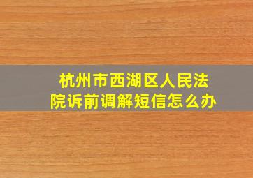 杭州市西湖区人民法院诉前调解短信怎么办