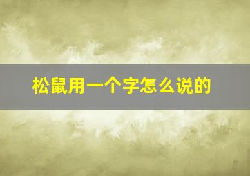 松鼠用一个字怎么说的