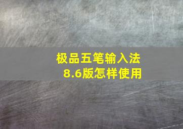 极品五笔输入法8.6版怎样使用