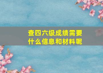 查四六级成绩需要什么信息和材料呢