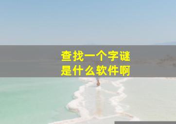 查找一个字谜是什么软件啊