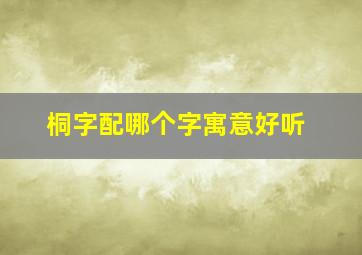 桐字配哪个字寓意好听