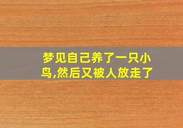 梦见自己养了一只小鸟,然后又被人放走了