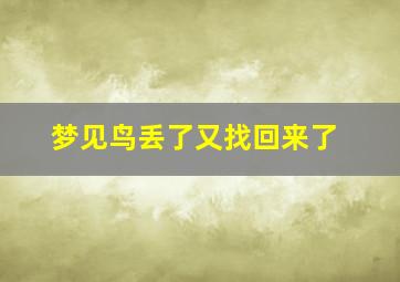 梦见鸟丢了又找回来了