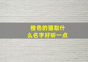 橙色的猫取什么名字好听一点