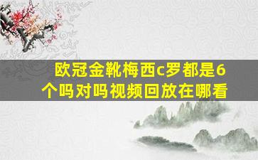 欧冠金靴梅西c罗都是6个吗对吗视频回放在哪看