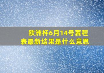 欧洲杯6月14号赛程表最新结果是什么意思