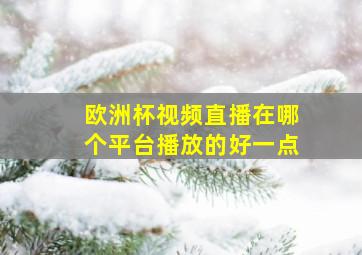 欧洲杯视频直播在哪个平台播放的好一点