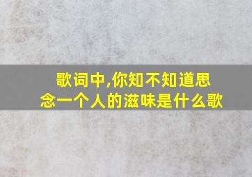 歌词中,你知不知道思念一个人的滋味是什么歌