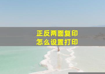 正反两面复印怎么设置打印