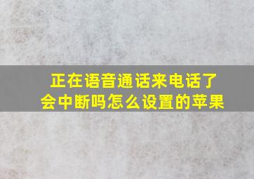 正在语音通话来电话了会中断吗怎么设置的苹果