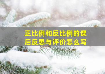 正比例和反比例的课后反思与评价怎么写