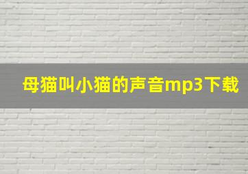 母猫叫小猫的声音mp3下载