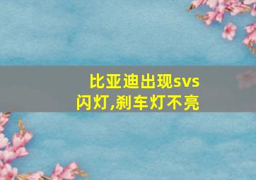 比亚迪出现svs闪灯,刹车灯不亮