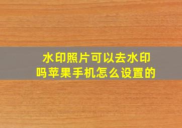 水印照片可以去水印吗苹果手机怎么设置的