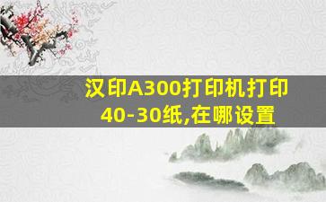 汉印A300打印机打印40-30纸,在哪设置