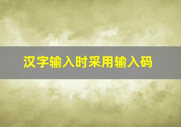 汉字输入时采用输入码