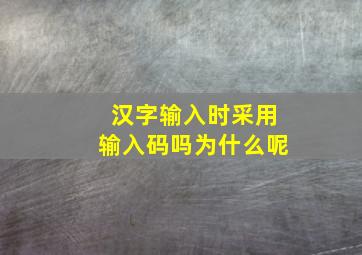 汉字输入时采用输入码吗为什么呢