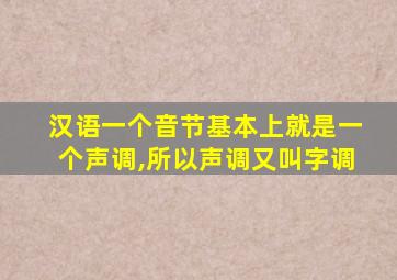 汉语一个音节基本上就是一个声调,所以声调又叫字调