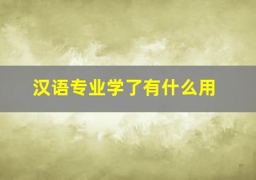 汉语专业学了有什么用