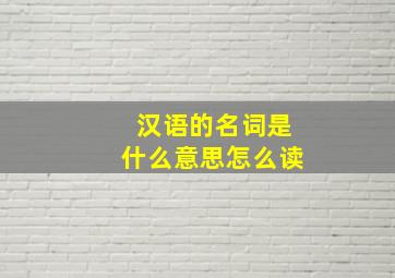 汉语的名词是什么意思怎么读