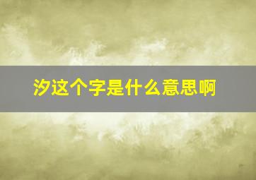 汐这个字是什么意思啊