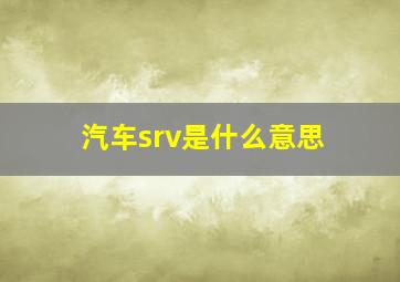 汽车srv是什么意思