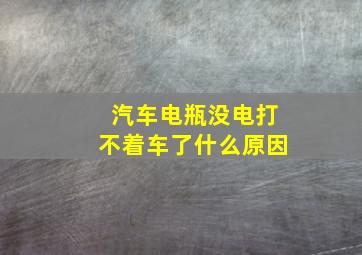 汽车电瓶没电打不着车了什么原因