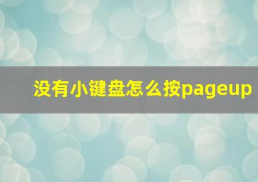 没有小键盘怎么按pageup