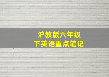 沪教版六年级下英语重点笔记