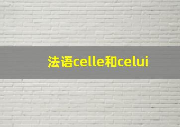 法语celle和celui